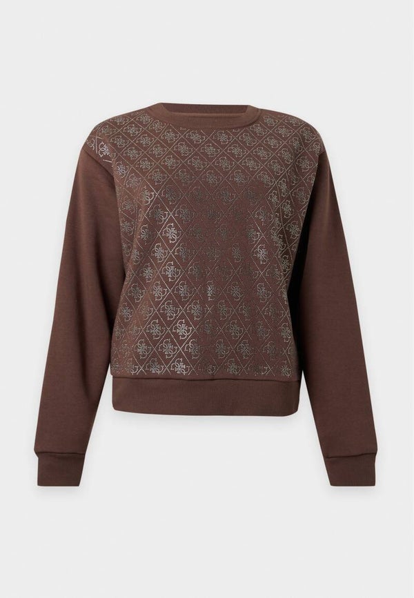 Guess ALLOVER CRYSTALS - Sweatshirt - dark coffee