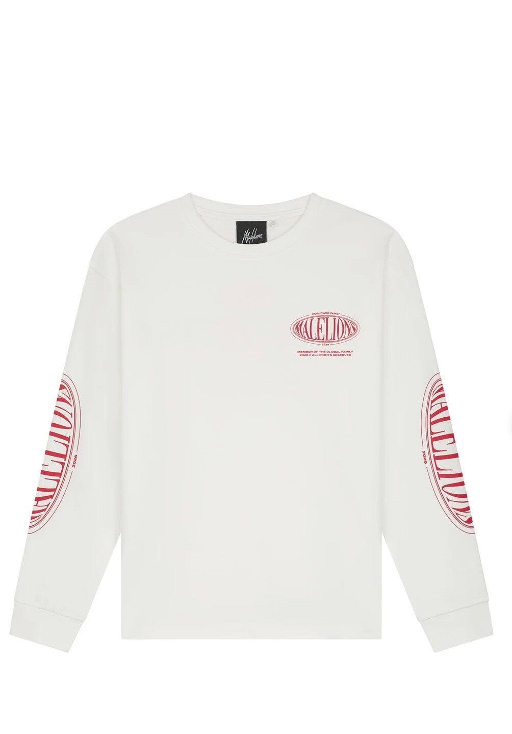 Malelions Junior Relaxed Lifestyle Longsleeve T-Shirt | Off-White/Red