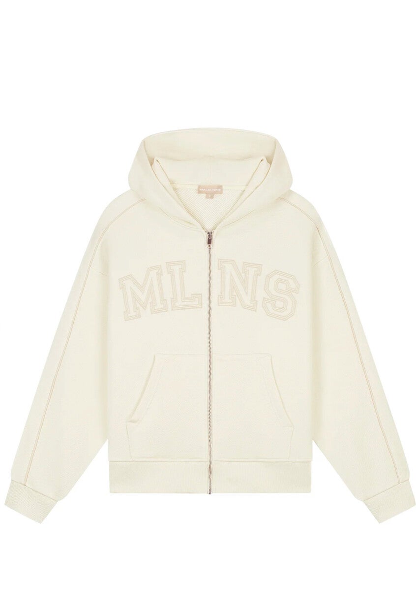 Malelions Women Varsity Zip Hoodie | Cream