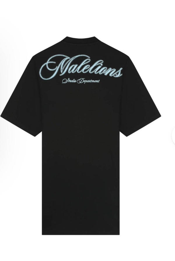 Malelions Women Kylie T-Shirt Dress | Black/Vista Blue