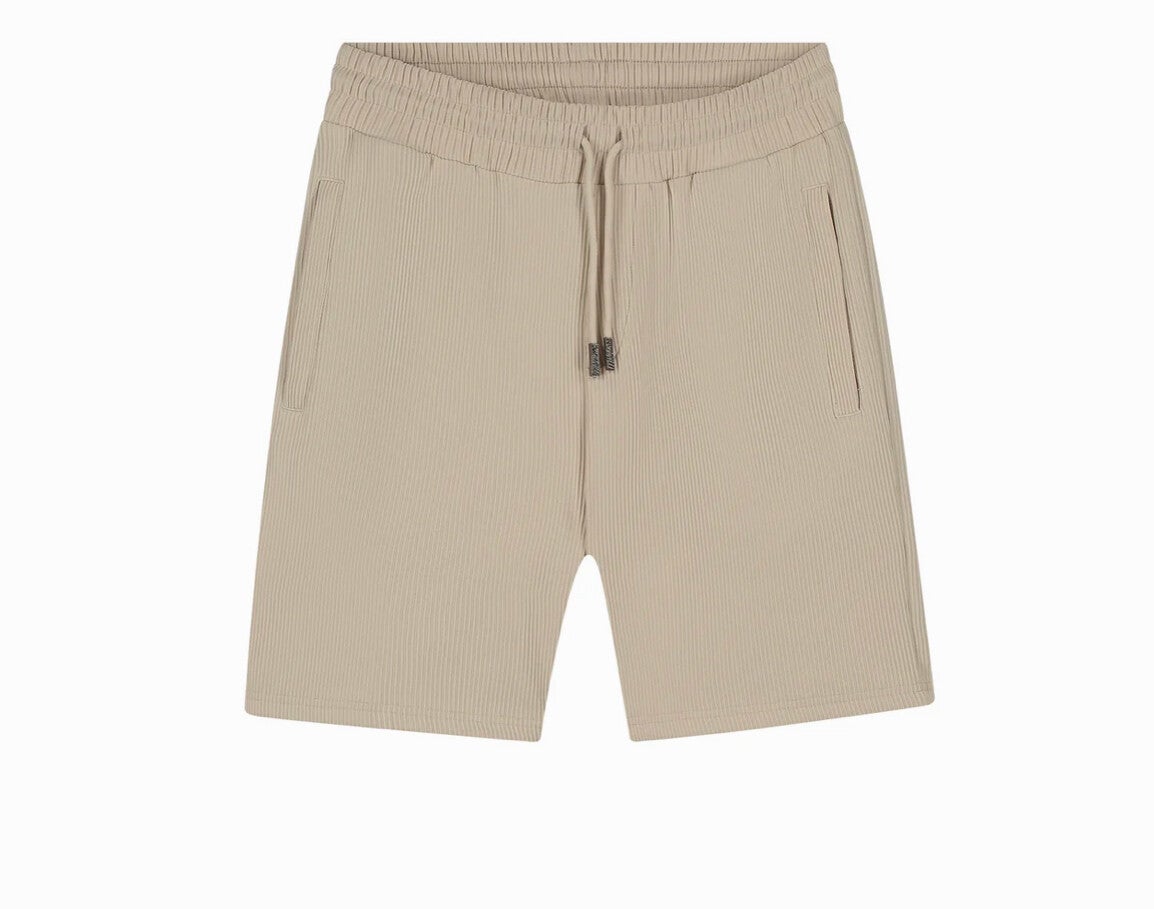 Malelions Men Ribbed Shorts | Light Taupe
