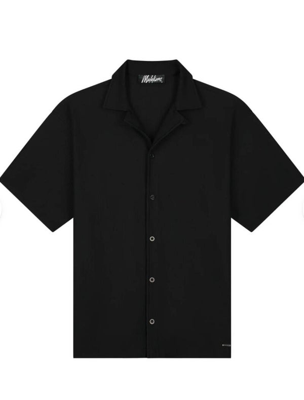 Malelions Men Ribbed Camp Collar Shirt | Black