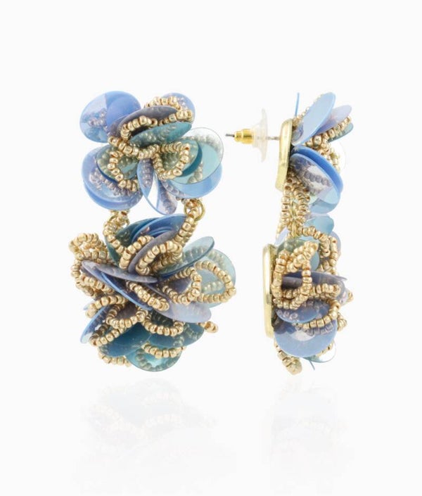 Double Knotted Sequins Earring M-Biue Aura Mix
