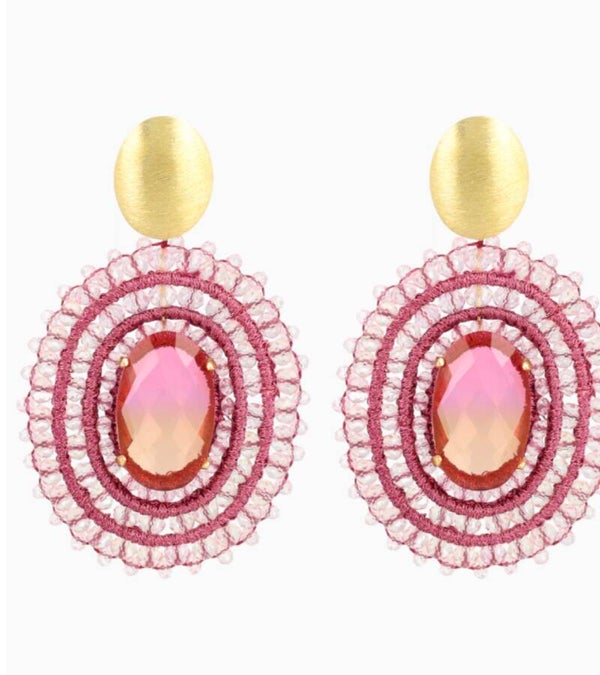 Roze Oorbellen Filled Oval 3 Rings with