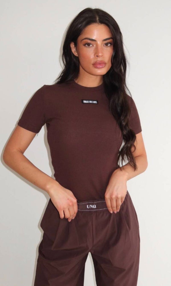 Unique The Label JILL SHORT SLEEVE - CACAO