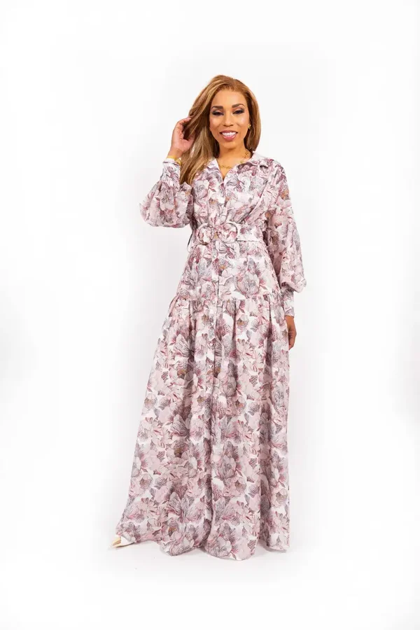 Melissa Oosterwolde Silara Leopard flower Print maxi jurk