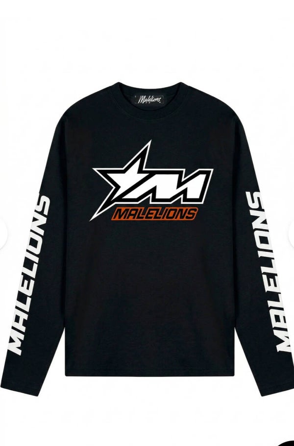 Malelions Men Motocross Longsleeve T-Shirt | Black