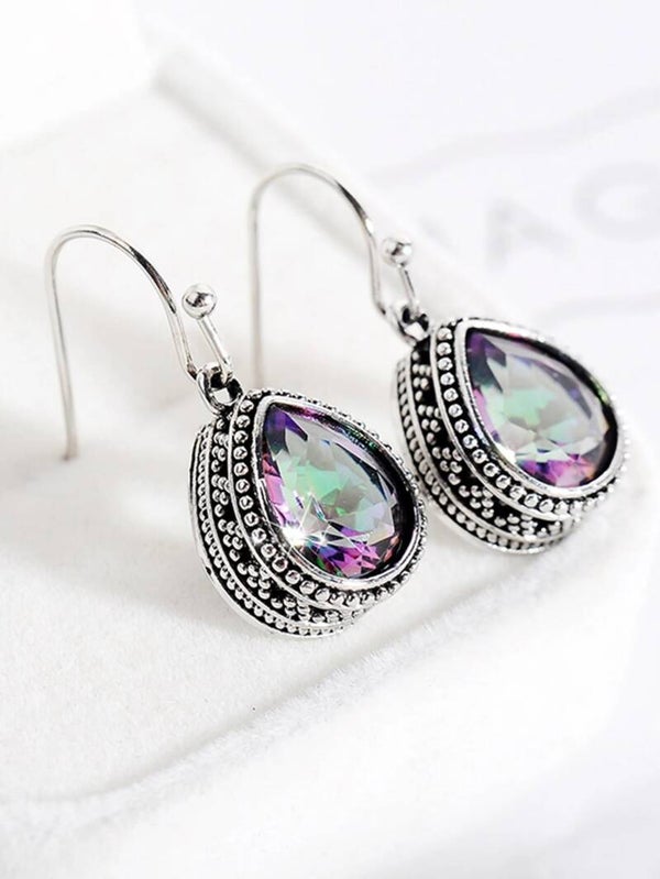 Vintage Waterdrop Topaz Earrings Silver (lab created)