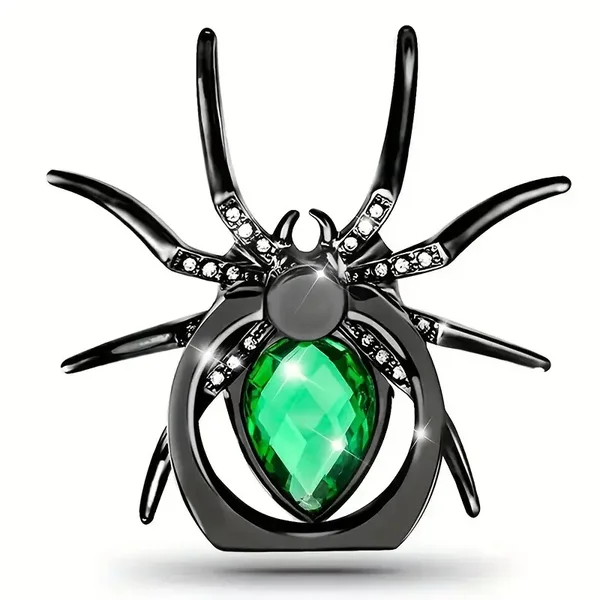 Creative Spider Ring Phone Holder Rhinestone Phone Kickstand for All Smartphone - Green