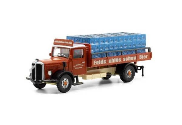 ACE 85.002370 1:87 Saurer S4C Pritsche Strebel Feldschlösschen