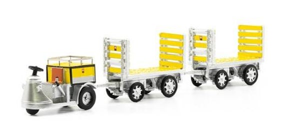 ACE 85.008704 1:87 NEFAG Schlepper 3-Rad mit 2 Trolleys PTT gelb/silber