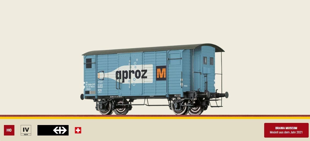 Brawa 47885 H0 Gedeckter Güterwagen Gklm "Aproz" SBB