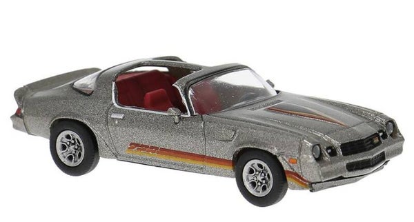 Brekina 18055 1:87 Chevrolet Camaro Z 28, grau metallic mit Dekor, Bj 1980