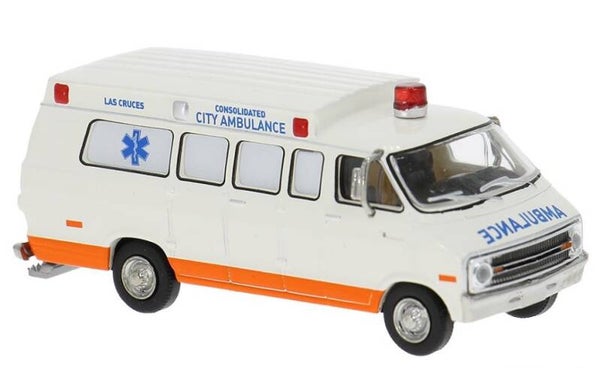 Brekina 18306 1:87 Dodge B200 Ambulance Las Cruces, Bj 1975