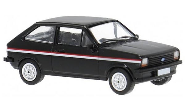 Brekina PCX 870770 1:87 Ford Fiesta MK I Avus, schwarz mit Dekorstreifen, Bj 1975