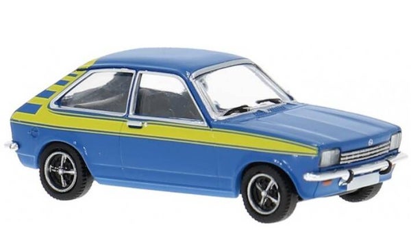 Brekina PCX 870774 1:87 Opel Kadett C City Cityjet, dunkelblau mit gelben Dekorstreifen, Bj 1975