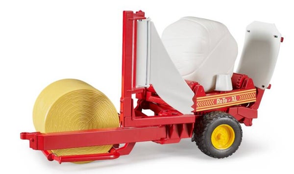Bruder 02122 Ballenwickler mit strohgelbem und weissem Rundballen