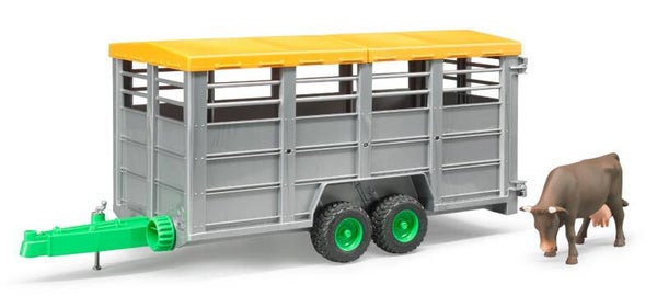 Bruder 02227 Viehtransportanhänger mit 1 Kuh