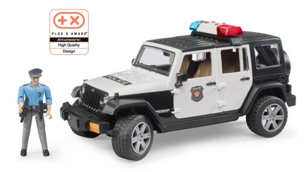 Bruder 02526 Jeep Wrangler Unlimited Rubicon Polizei Fahrzeug mit Polizist und Ausstattung
