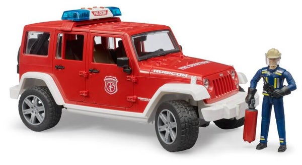 Bruder 02528 Jeep Wrangler Unlimited Rubicon Feuerwehrfahrzeug mit Feuerwehrmann