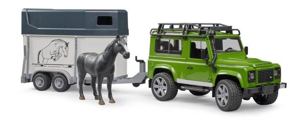 Bruder 02592 Land Rover Defender mit Pferdeanhänger inkl. 1 Pferd