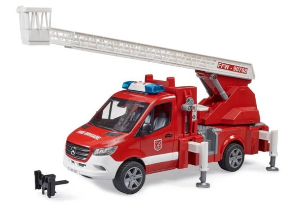Bruder 02673 Sortiment MB Sprinter Feuerwehr mit Drehleiter, Pumpe und Light & Sound Modul