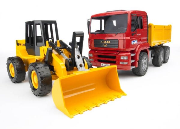 Bruder 02752 MAN TGA Kipplastwagen mit Gelenkradlader FR130
