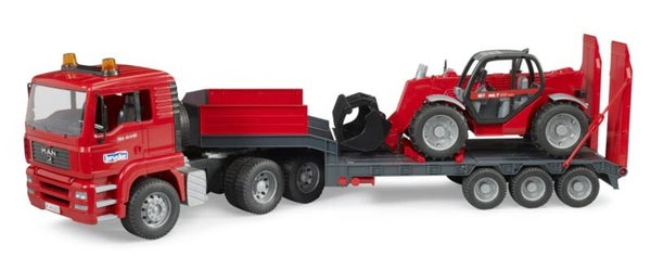 Bruder 02774 MAN TGA Tieflader mit Manitou Teleskoplader