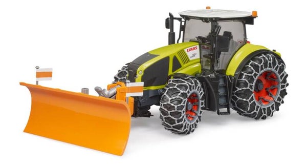 Bruder 03018 Claas Axion 950 mit Schneeketten und Räumschild