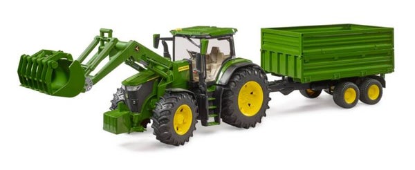 Bruder 03155 John Deere 7R 350 mit Frontlader und Tandemachstransportanhänger