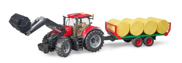 Bruder 03198 Case IH Optum 300CVX mit Frontlader und Ballentransportanhänger