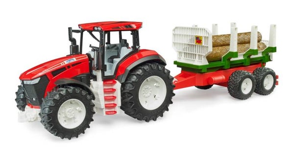 Bruder 03453 ROADMAX Traktor mit Rückeanhänger und 3 Baumstämmen