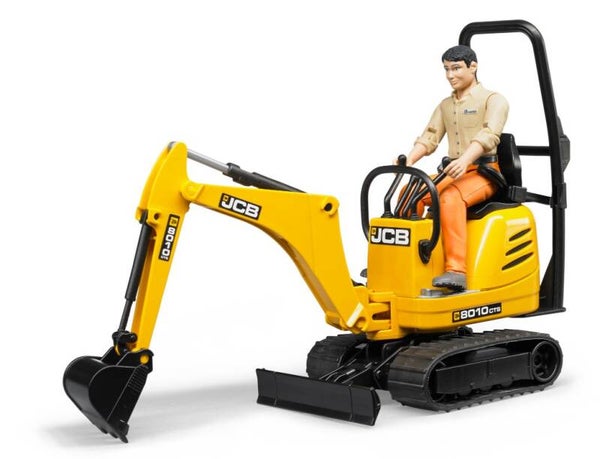 Bruder 62002 JCB Mikrobagger 8010 CTS und Bauarbeiter