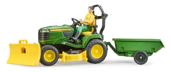 Bruder 62104 bworld John Deere Rasentraktor mit Anhänger und Gärtner