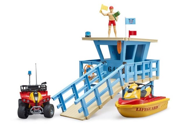 Bruder 62780 bworld Life Guard Station mit Quad und Personal Water Craft