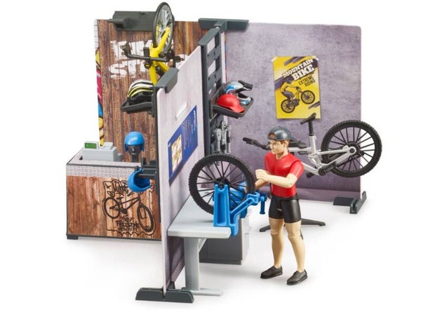 Bruder 63120 bworld Fahrrad Shop und Werkstatt mit Figur und Fahrräder
