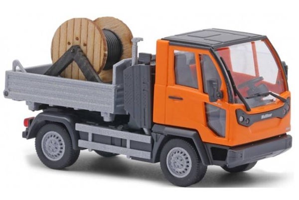 Busch 54799 1:87 Multicar M31 Kipper mit Ladegut Kabeltrommel, orange/silbergrau