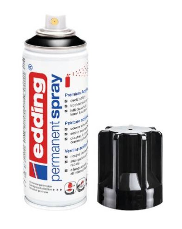 edding 5200 Permanentspray tiefschwarz glänzend, 200 ml (951, RAL 9005)