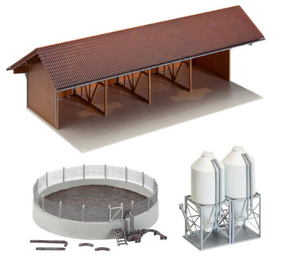 Faller 130584 Geräteunterstand, Güllegrube und Futtermittelsilos