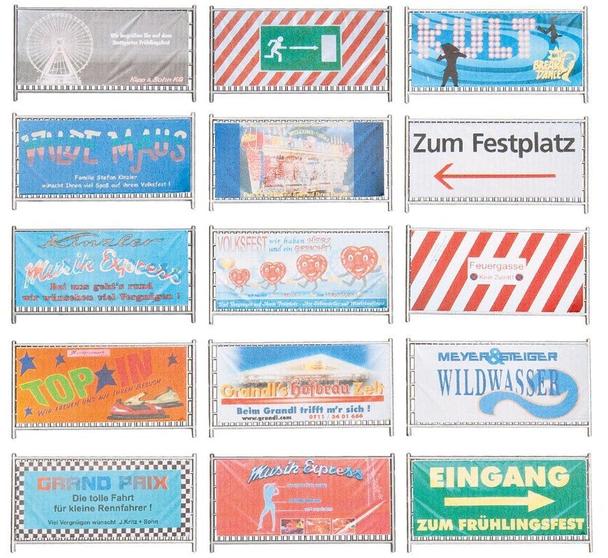 Faller 140358 Kirmes-Absperrzäune und -Schilder, 720 mm