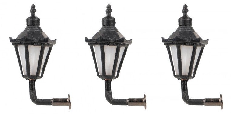 Faller 180111 LED-Wandleuchte, Sechskantlaterne mit Krone, warmweiss, 3 Stück