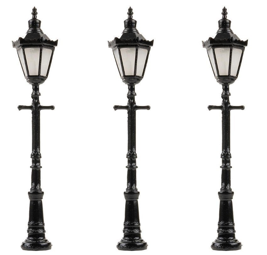 Faller 180112 LED-Parklaterne, Sechskantlaterne mit Krone, warmweiss, 3 Stück