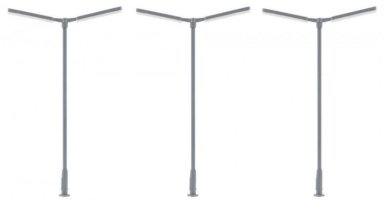 Faller 180122 LED-Kreuzmastleuchte, zweiarmig, kaltweiss, 3 Stück