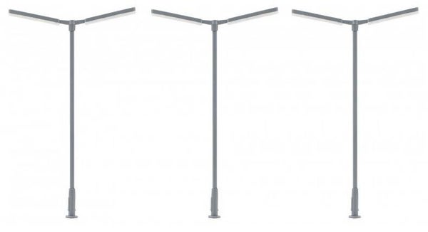Faller 180122 LED-Kreuzmastleuchte, zweiarmig, kaltweiss, 3 Stück