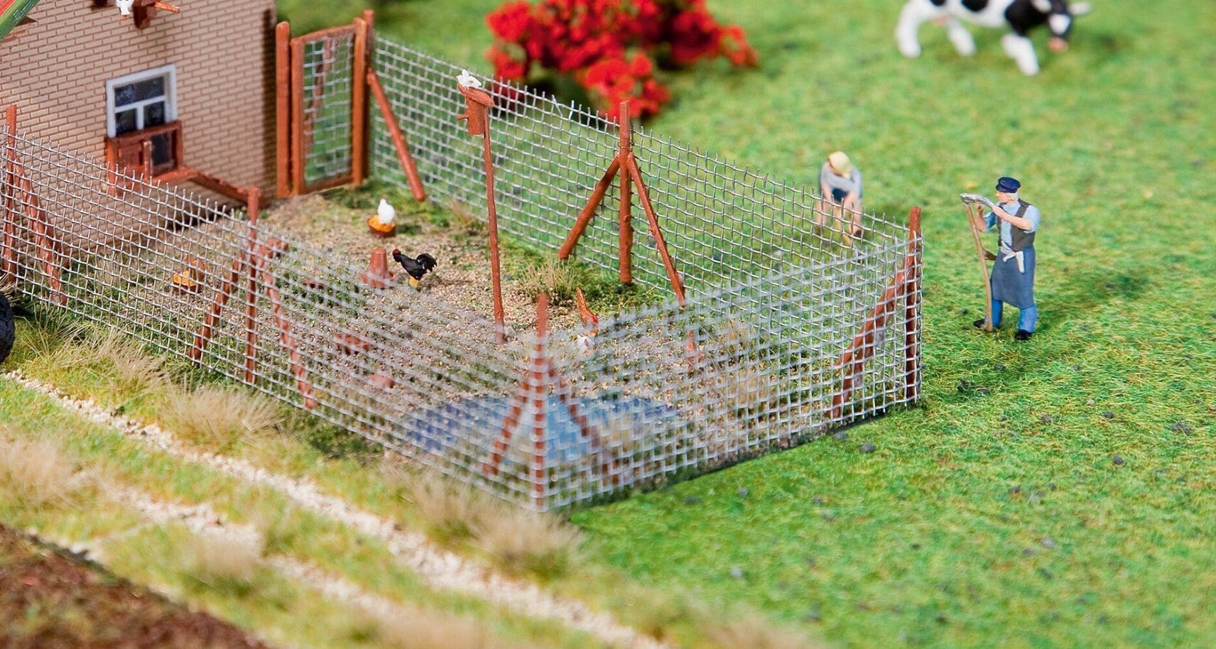 Faller 180414 Maschendrahtzaun mit Holzpfosten, 340 mm