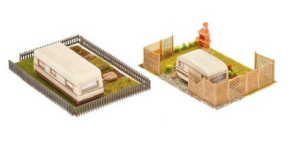 Faller 180495 2 Schrebergärten mit Wohnwagen