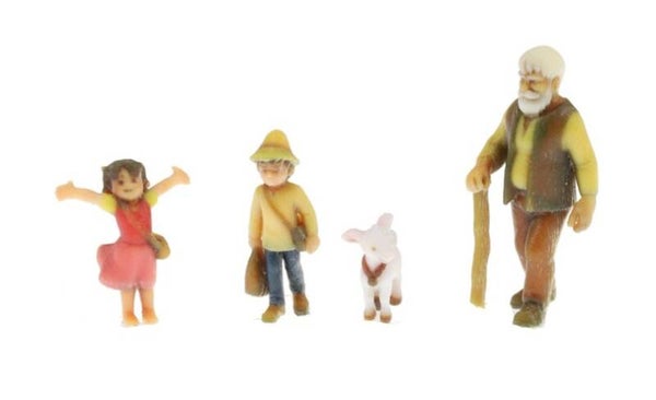 Hünerbein Miniatur 1156 H0 Heidi mit Grossvater, Ziegenhirten und Ziege