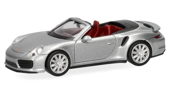 Herpa 038928-003 1:87 Porsche 911 (991) Turbo Cabrio, dolomitsilber