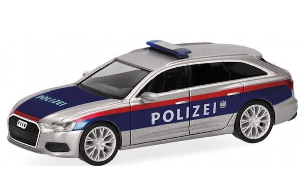 Herpa 099103 1:87 Audi A6 Avant, Polizei Österreich, silber mit blauem Dekor