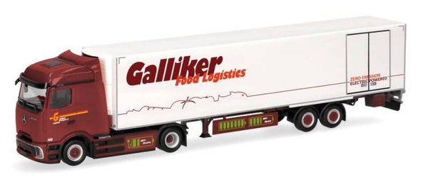 Herpa 321952 1:87 Mercedes-Benz eActros 600 Bigspace Kühlkoffer-Sattelzug Galliker